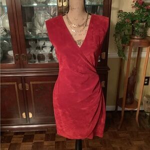 Emanuel Ungaro Red Corduroy Wrap Mini Dress